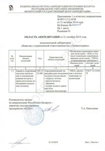 Область аккредитации